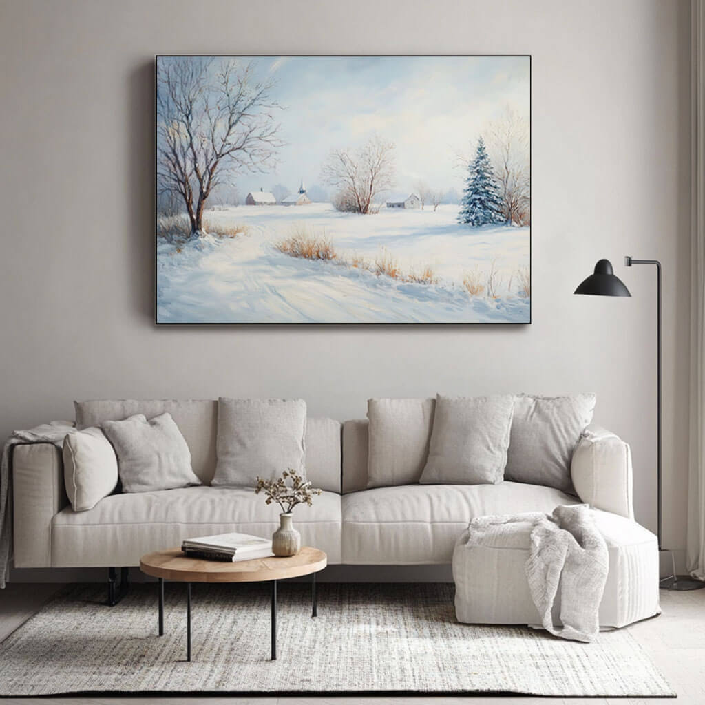 Snowscape Wall Art Painting - The White Veil - Hues Art Lab