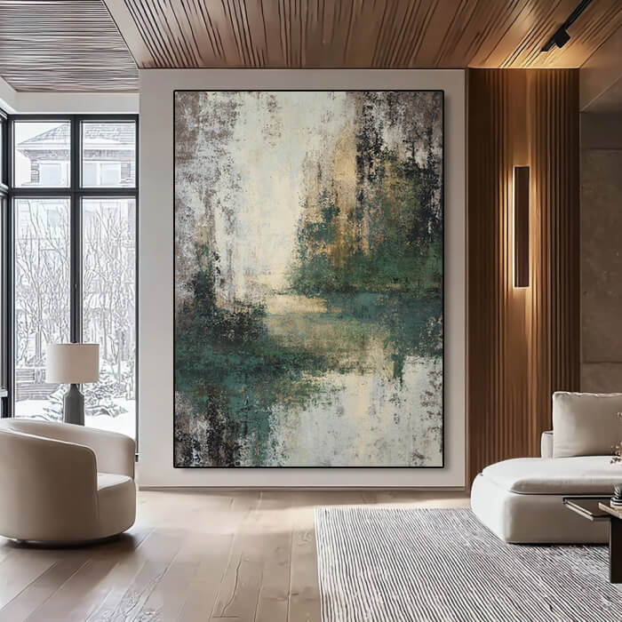 Modern Greenery Abstract Wall Decor | Lush Garden Inspired Oil Painting ...
