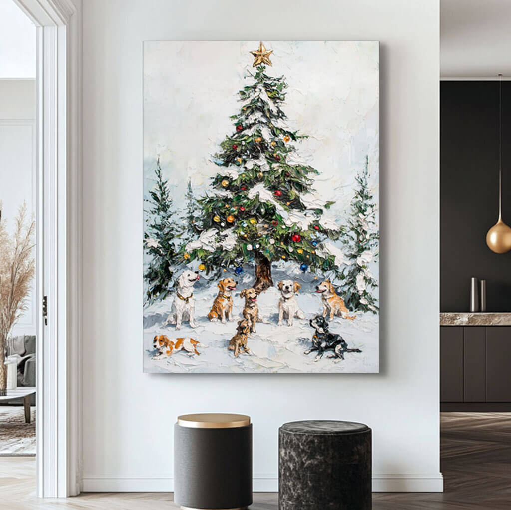 Oversized Handmade Art Painting - Together for Christmas - Hues Art Lab