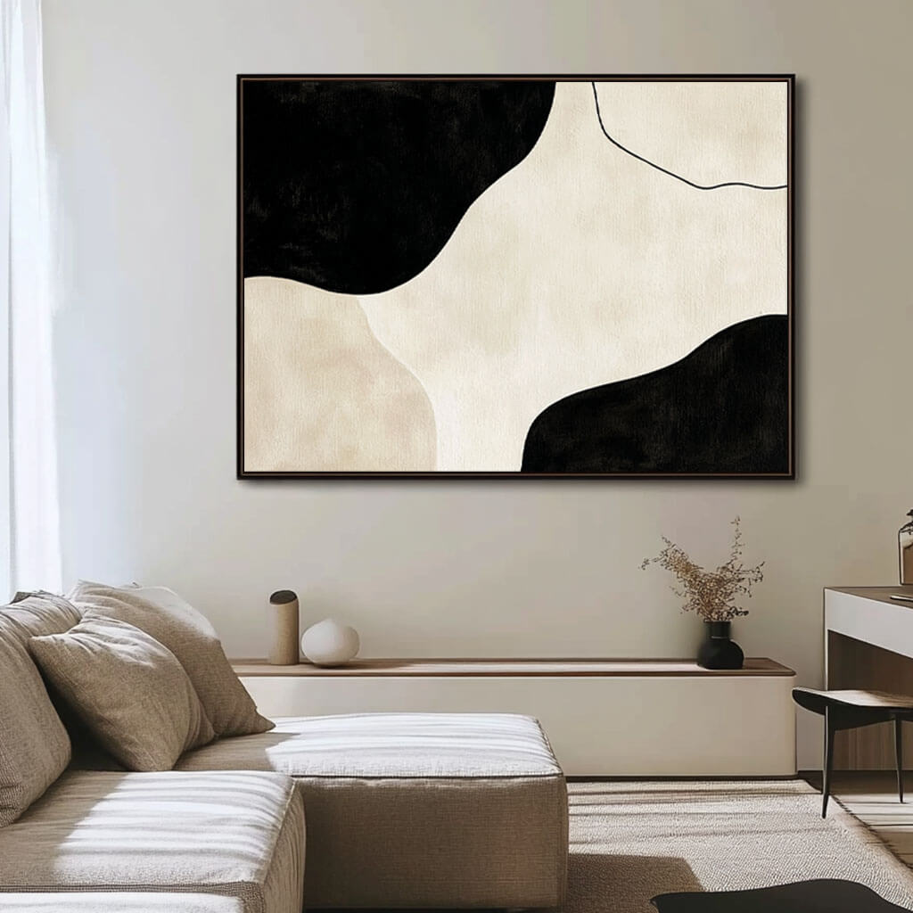 Black and White Abstract Art Painting - Contemporary Elegant Home Decor Artwork - Trapped - Hues Art Lab