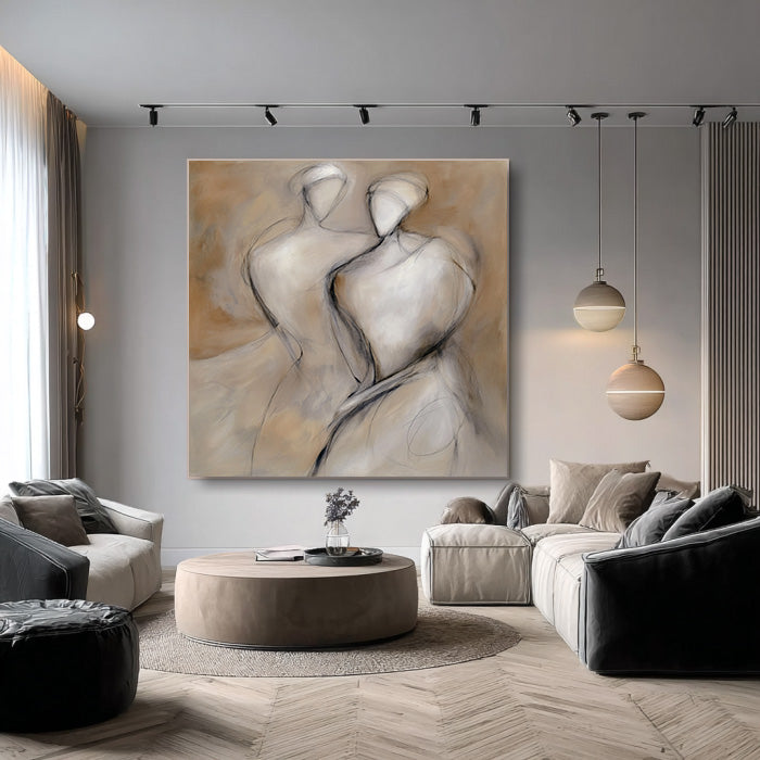 Tribal Imprint impasto abstract textured figure wall art by Hues Art Lab