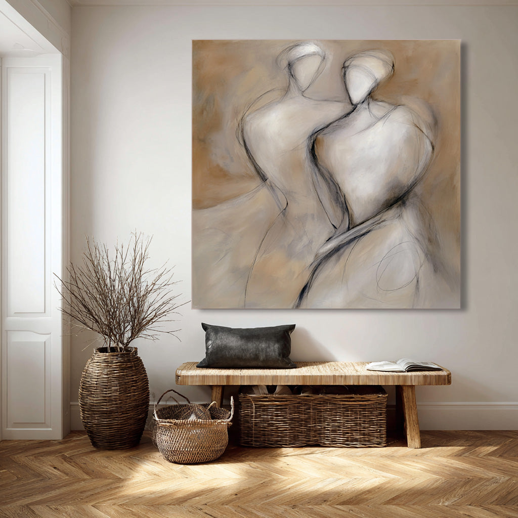 Tribal Imprint framed figure canvas print styled in a modern room