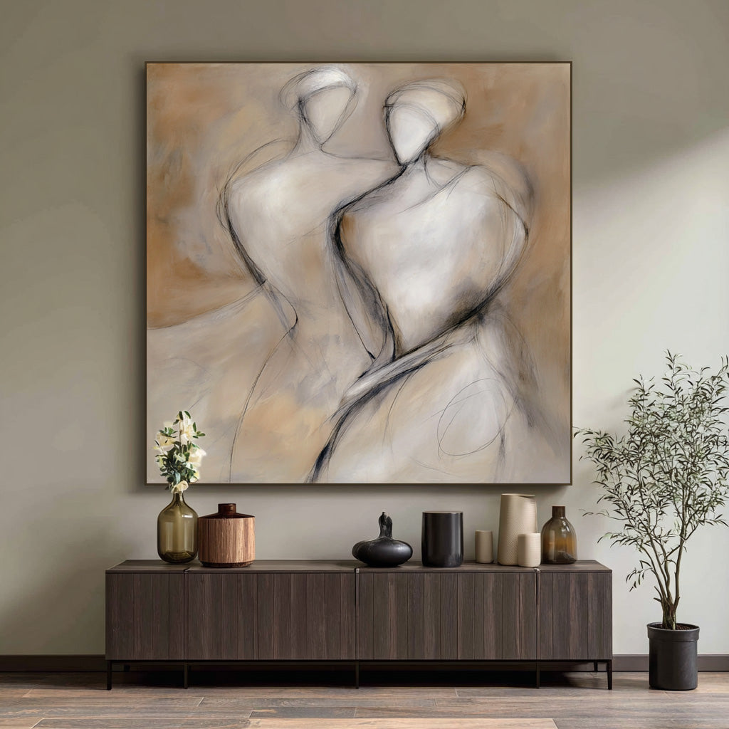 Tribal Imprint modern painting with earthy imprint and sculpted texture