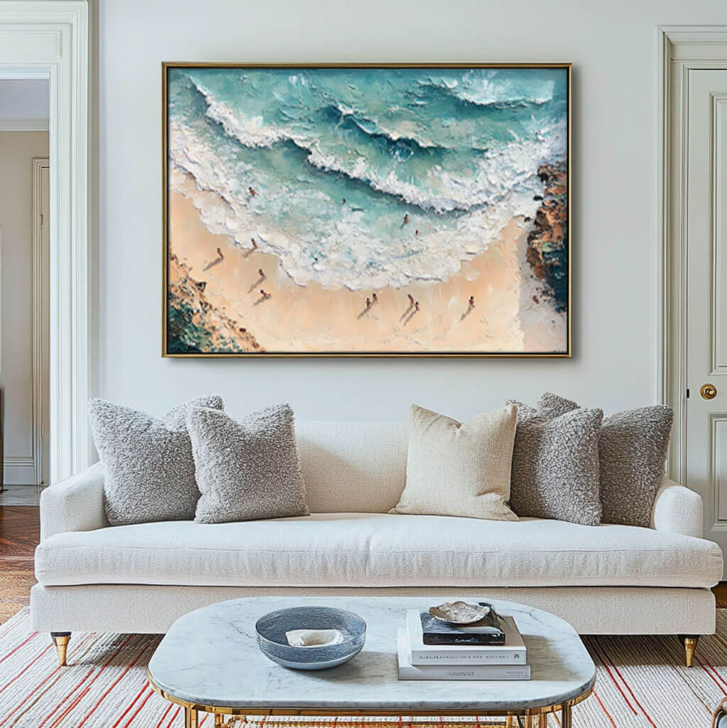 Seascape Abstract Canvas Art Painting - Tropical Holiday I - Hues Art Lab