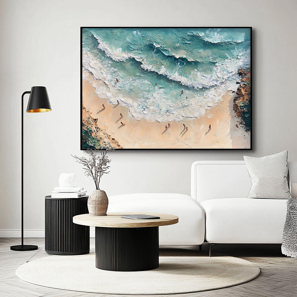 Seascape Abstract Canvas Art Painting - Tropical Holiday I - Hues Art Lab