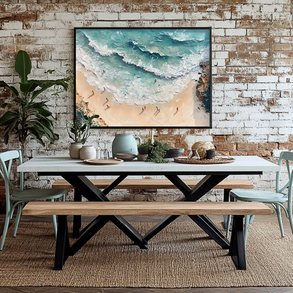 Seascape Abstract Canvas Art Painting - Tropical Holiday I - Hues Art Lab