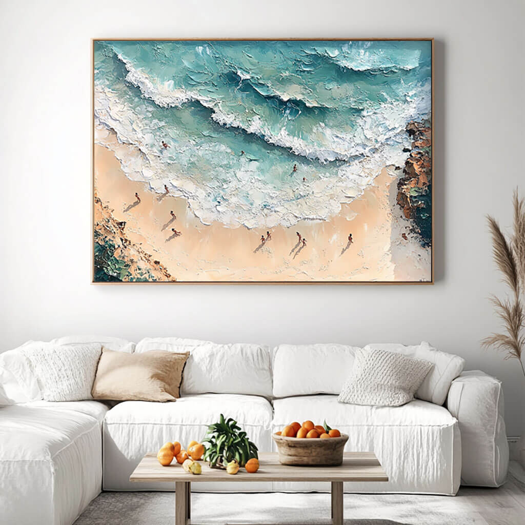 Seascape Abstract Canvas Art Painting - Tropical Holiday I - Hues Art Lab