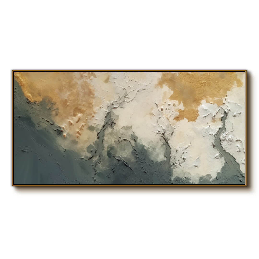 Golden Hues and Neutral Abstract Artwork for Modern Interiors - Trust The Flow - Hues Art Lab