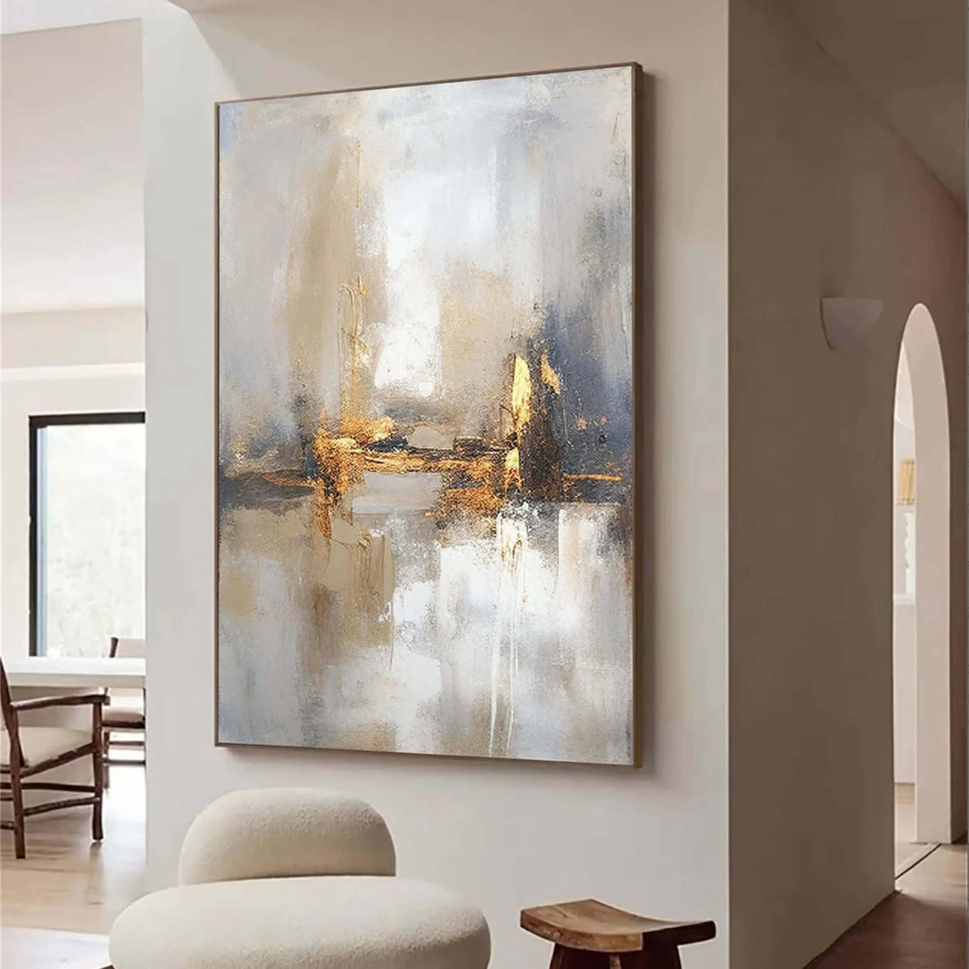 Abstract Gold and Grey Wall Art for Modern Interiors – Huesartlab