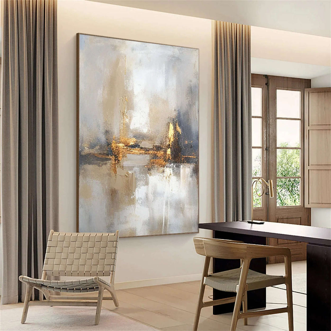 Abstract Gold and Grey Wall Art for Modern Interiors – Huesartlab
