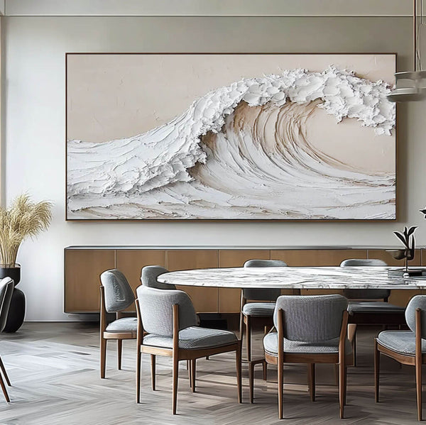 Plaster Textured Canvas Art Painting - Under the Wave I - Hues Art Lab