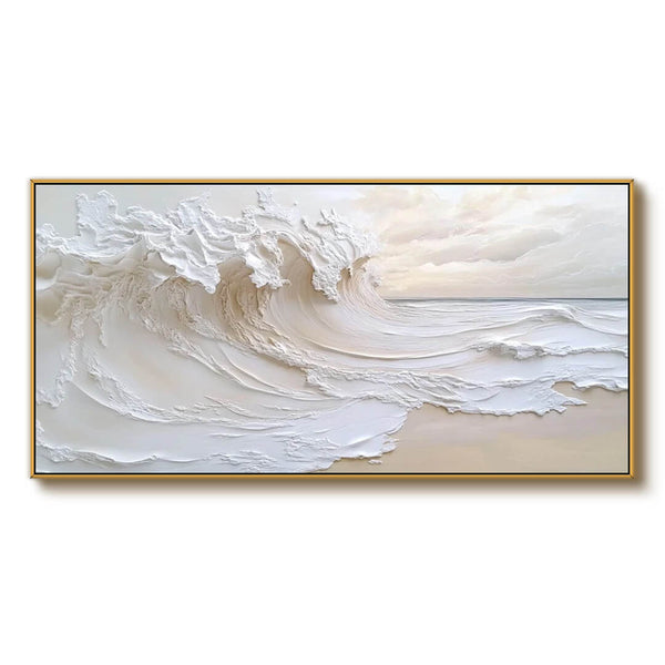 Plaster Textured Canvas Art Painting - Under the Wave - Hues Art Lab