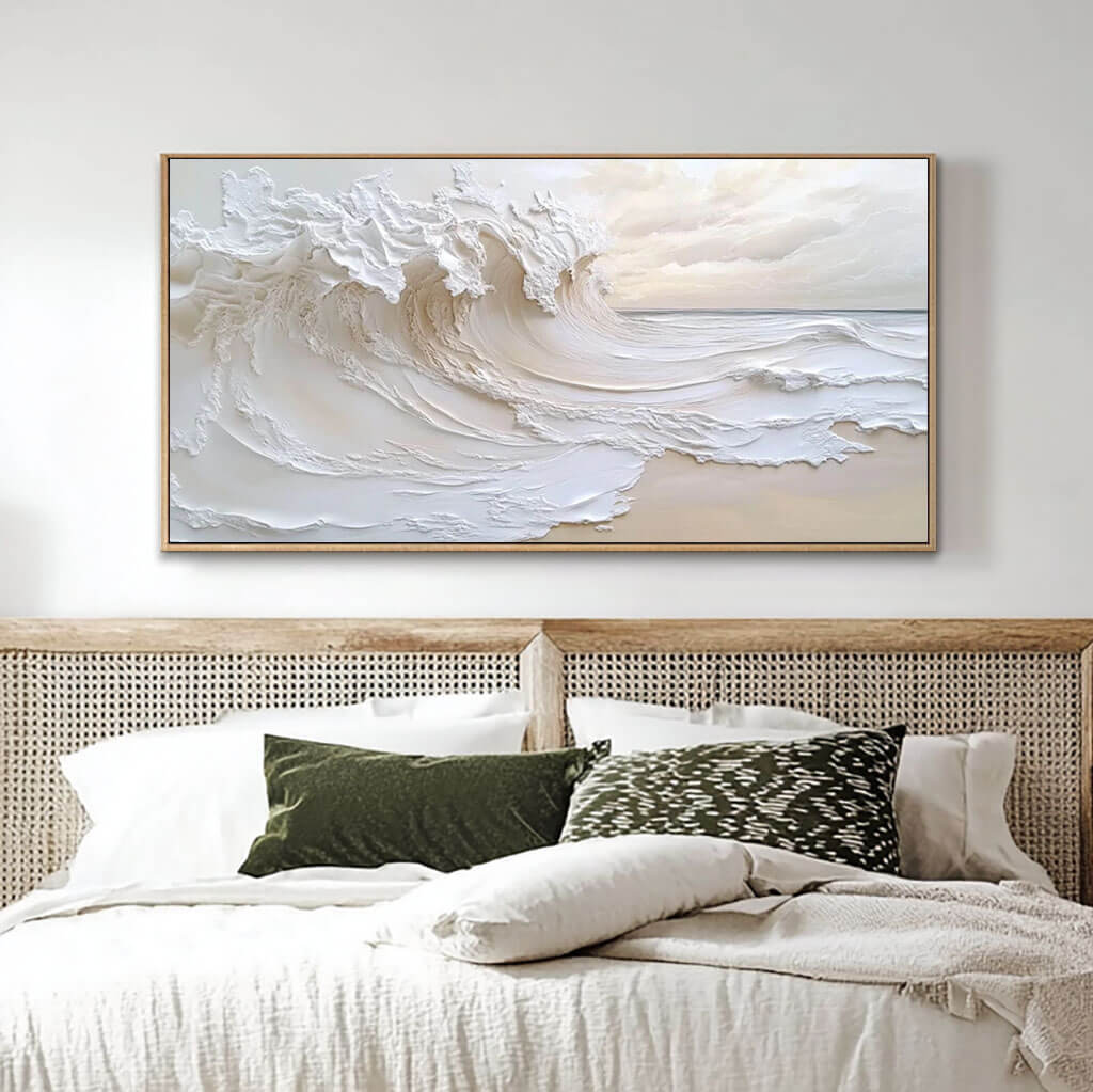 Plaster Textured Canvas Art Painting - Under the Wave - Hues Art Lab