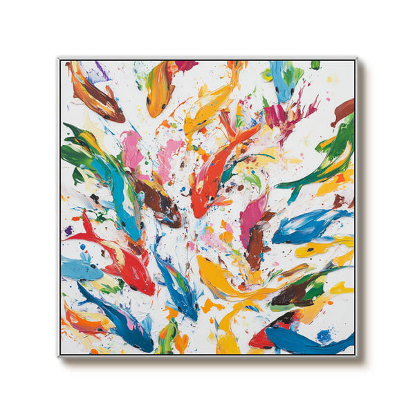 Colorful Abstract Canvas Art Painting - Underwater Rainbow - Hues Art Lab