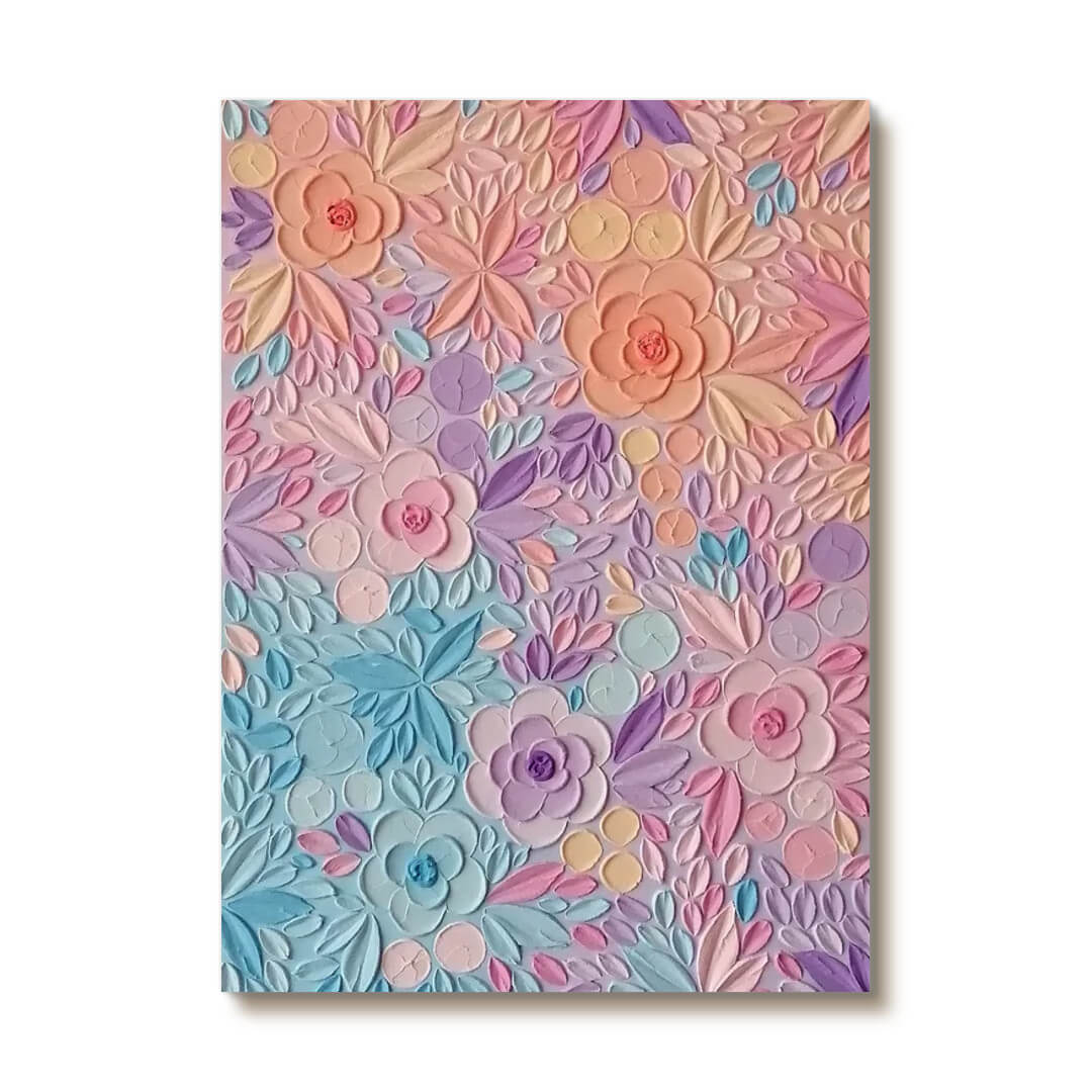 Hand-Painted Floral Textured Oil Painting in Pastel Colors - Elegant Modern Wall Art Decor   - Variety of Flowers - Hues Art Lab