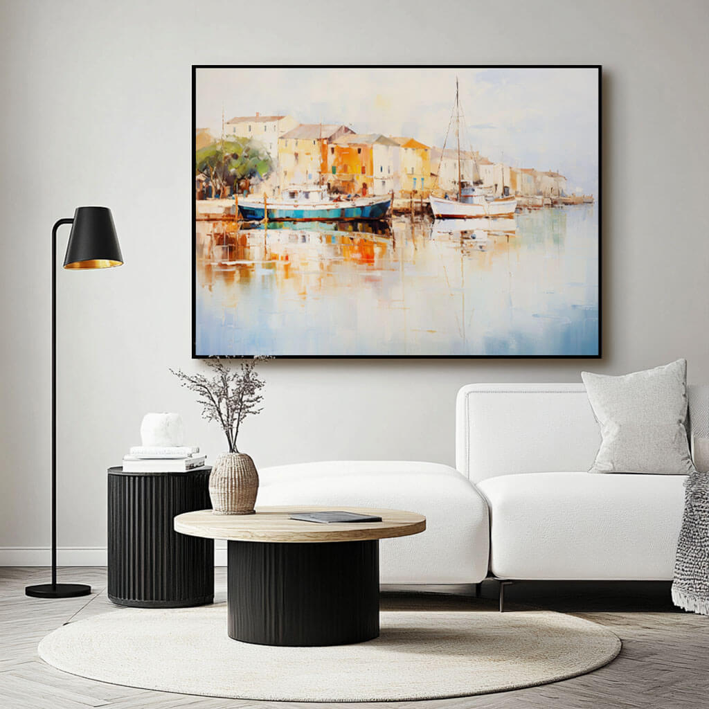 Landscape Wall Art Painting - Vessels at Rest - Hues Art Lab