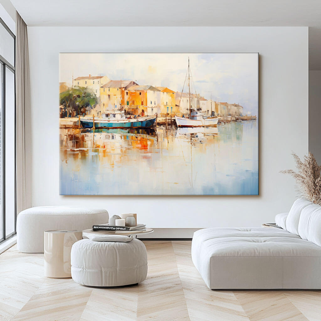 Landscape Wall Art Painting - Vessels at Rest - Hues Art Lab