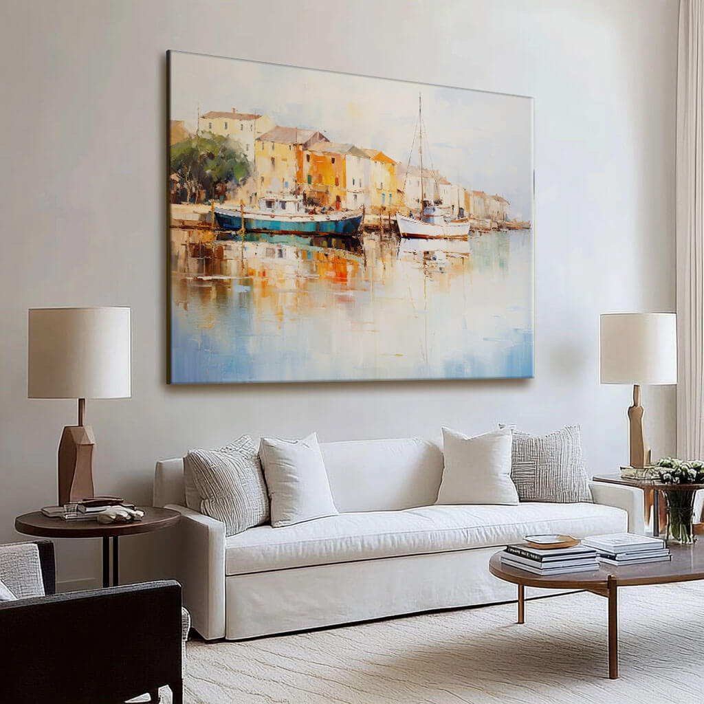 Landscape Wall Art Painting - Vessels at Rest - Hues Art Lab