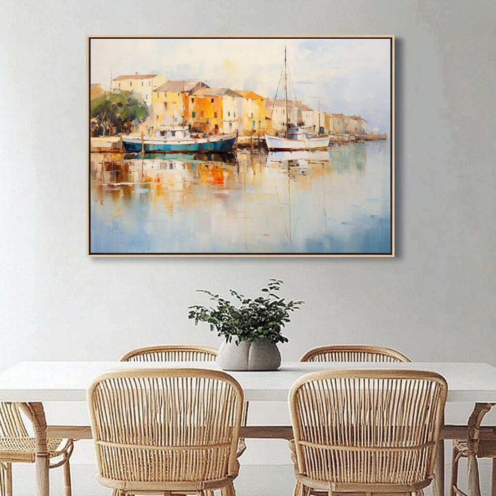 Landscape Wall Art Painting - Vessels at Rest - Hues Art Lab