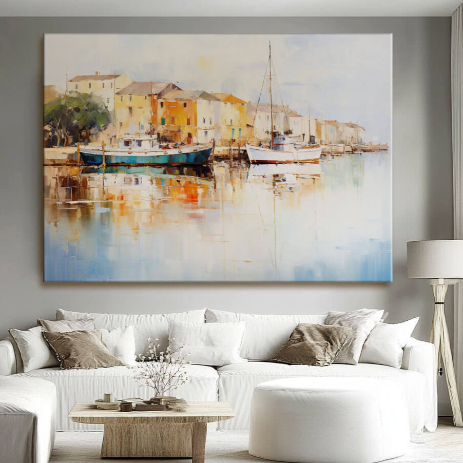 Landscape Wall Art Painting - Vessels at Rest - Hues Art Lab