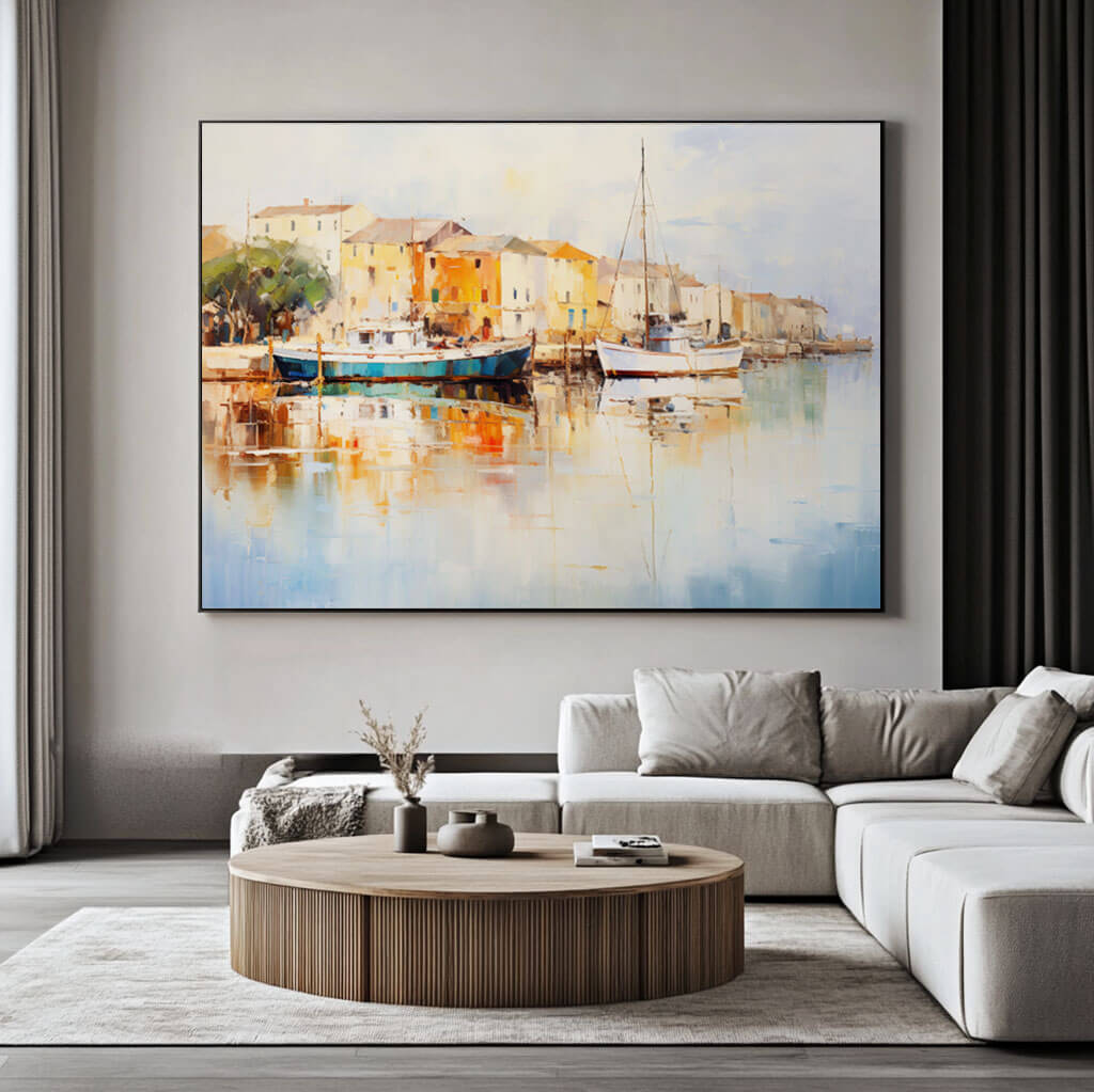 Landscape Wall Art Painting - Vessels at Rest - Hues Art Lab