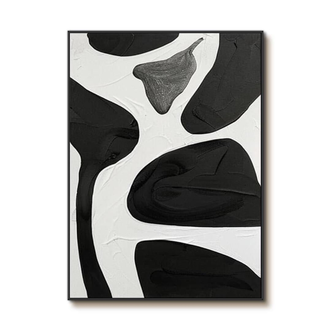 Black and White Abstract Art Painting - Vestiges of Creation - Hues Art Lab