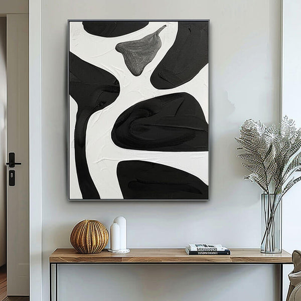 Black and White Abstract Art Painting - Vestiges of Creation - Hues Art Lab