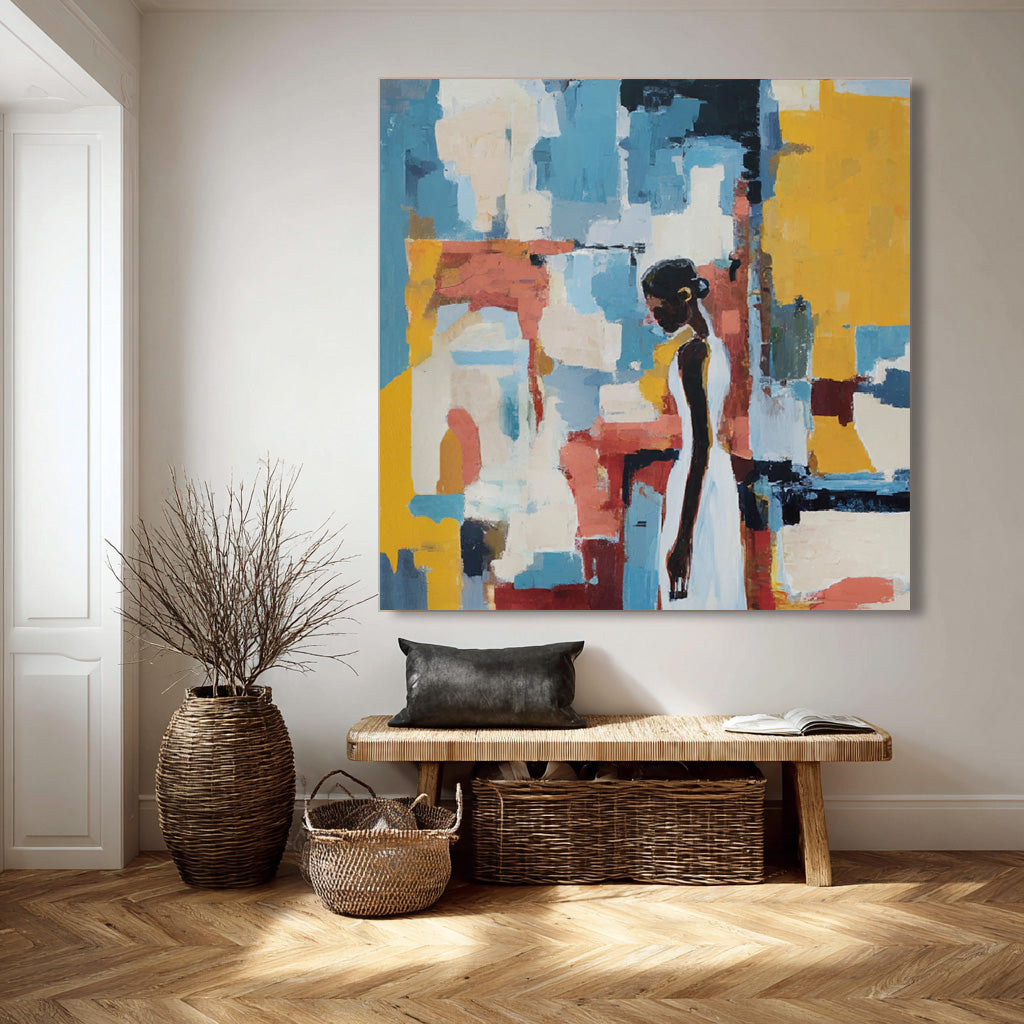 Vibrant Contemplation gallery view of abstract woman portrait canvas art