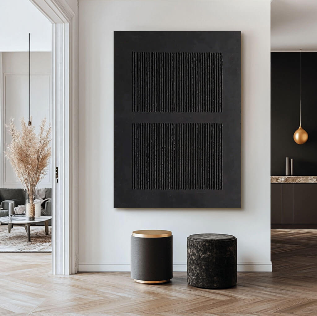 Minimalist Textured Wall Art Painting - Vibration Black - Hues Art Lab