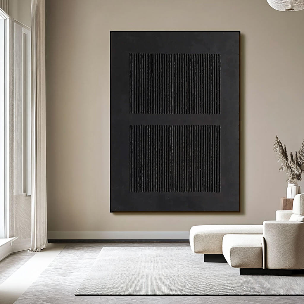 Minimalist Textured Wall Art Painting - Vibration Black - Hues Art Lab