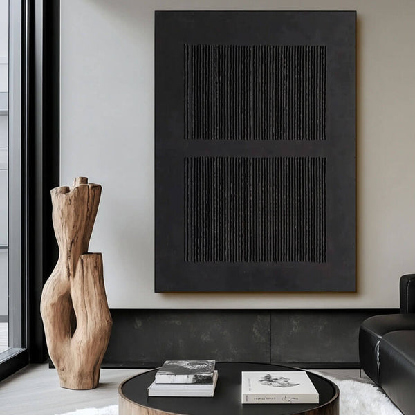 Minimalist Textured Wall Art Painting - Vibration Black - Hues Art Lab