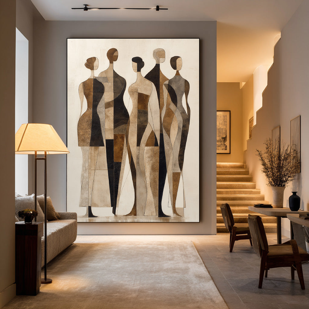 Walking Silhouettes framed figure group canvas print in a modern room