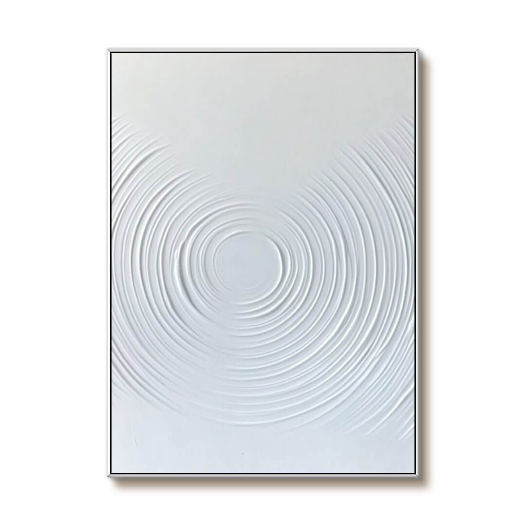 Modern White Ripple Artwork - Elegant Abstract Design - Water Ripples - Hues Art Lab