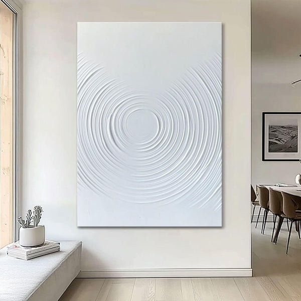 Modern White Ripple Artwork - Elegant Abstract Design - Water Ripples - Hues Art Lab