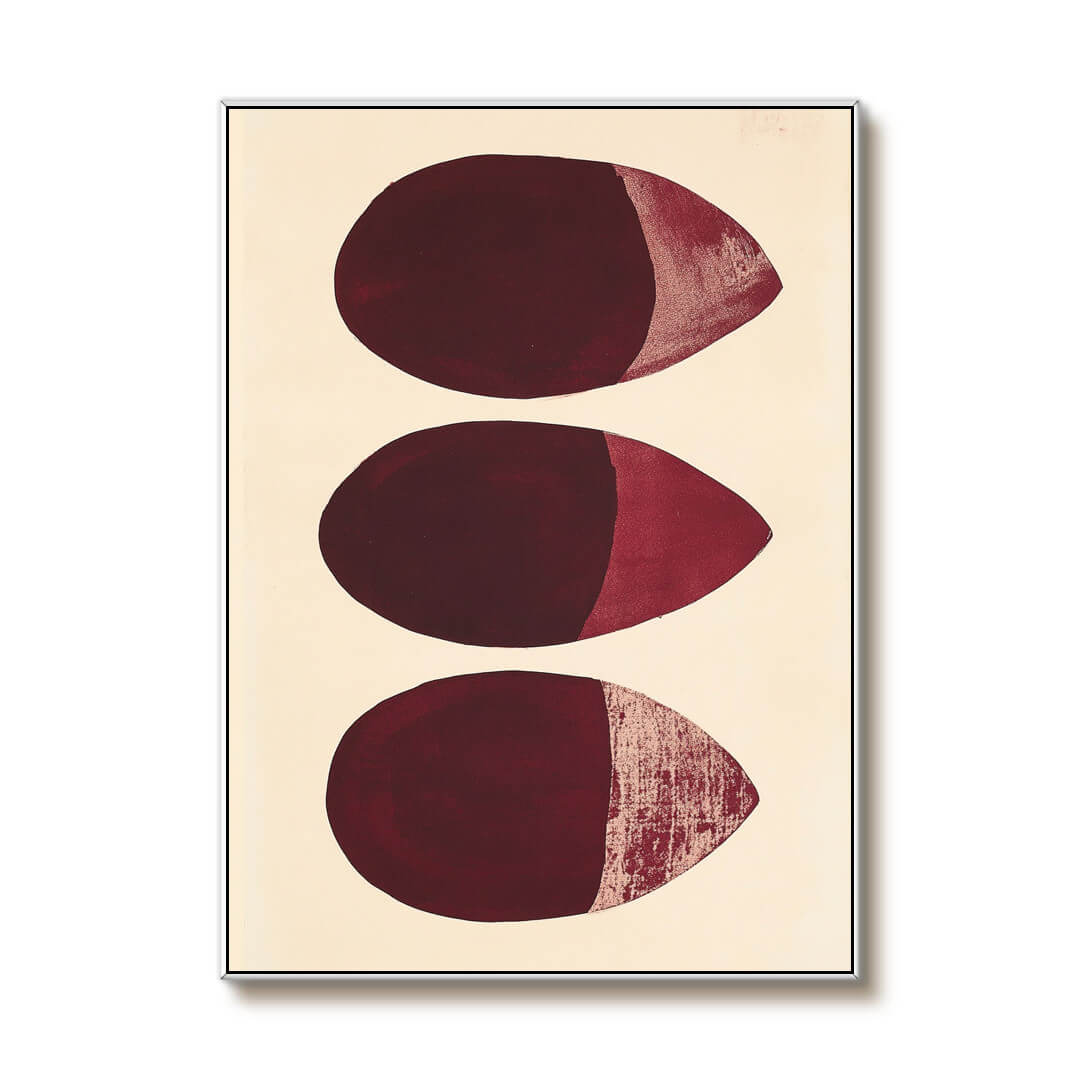 Minimalist Abstract Art | Deep Red Geometric Wall Decor - Waterdrop III - Hues Art Lab