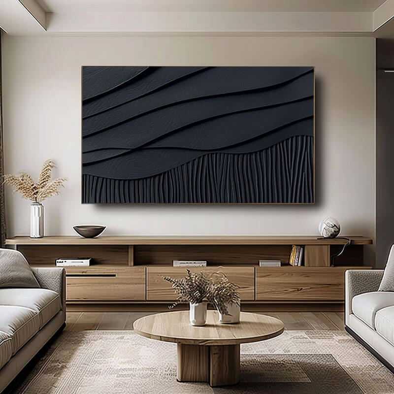 Large Textured Minimalist Wall Art Painting - Wave Lines - Hues Art Lab