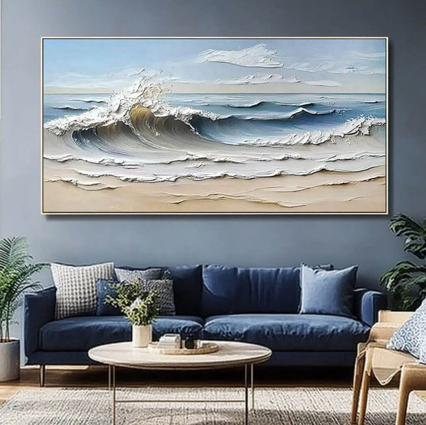 Coastal Breeze | Dynamic Ocean Wave Wall Art for Elegant Interiors - Waves are Coming I - Hues Art Lab