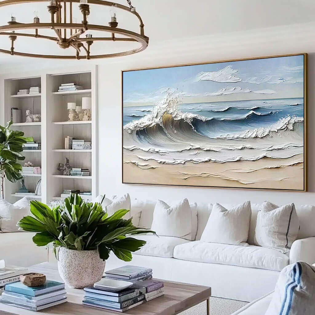 Coastal Breeze | Dynamic Ocean Wave Wall Art for Elegant Interiors - Waves are Coming I - Hues Art Lab