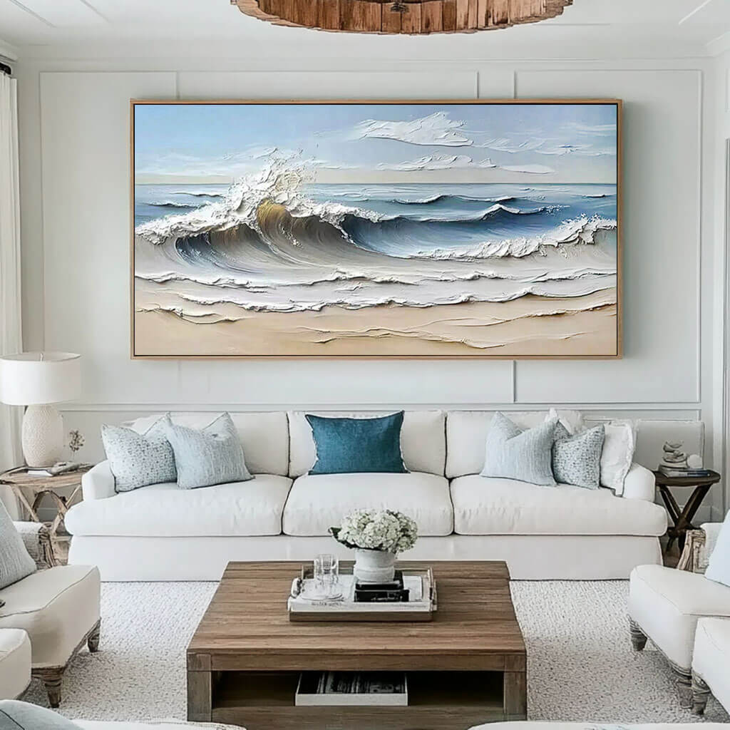 Coastal Breeze | Dynamic Ocean Wave Wall Art for Elegant Interiors - Waves are Coming I - Hues Art Lab