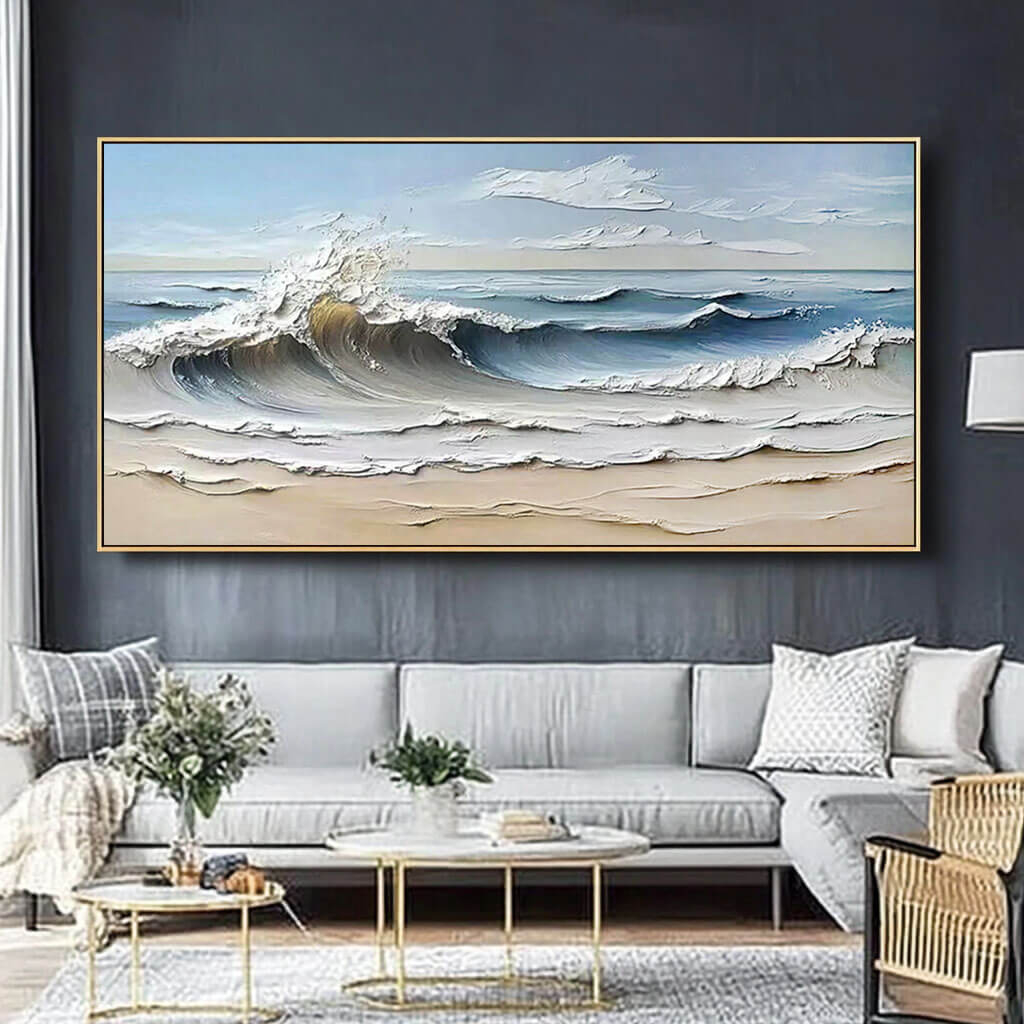 Coastal Breeze | Dynamic Ocean Wave Wall Art for Elegant Interiors - Waves are Coming I - Hues Art Lab