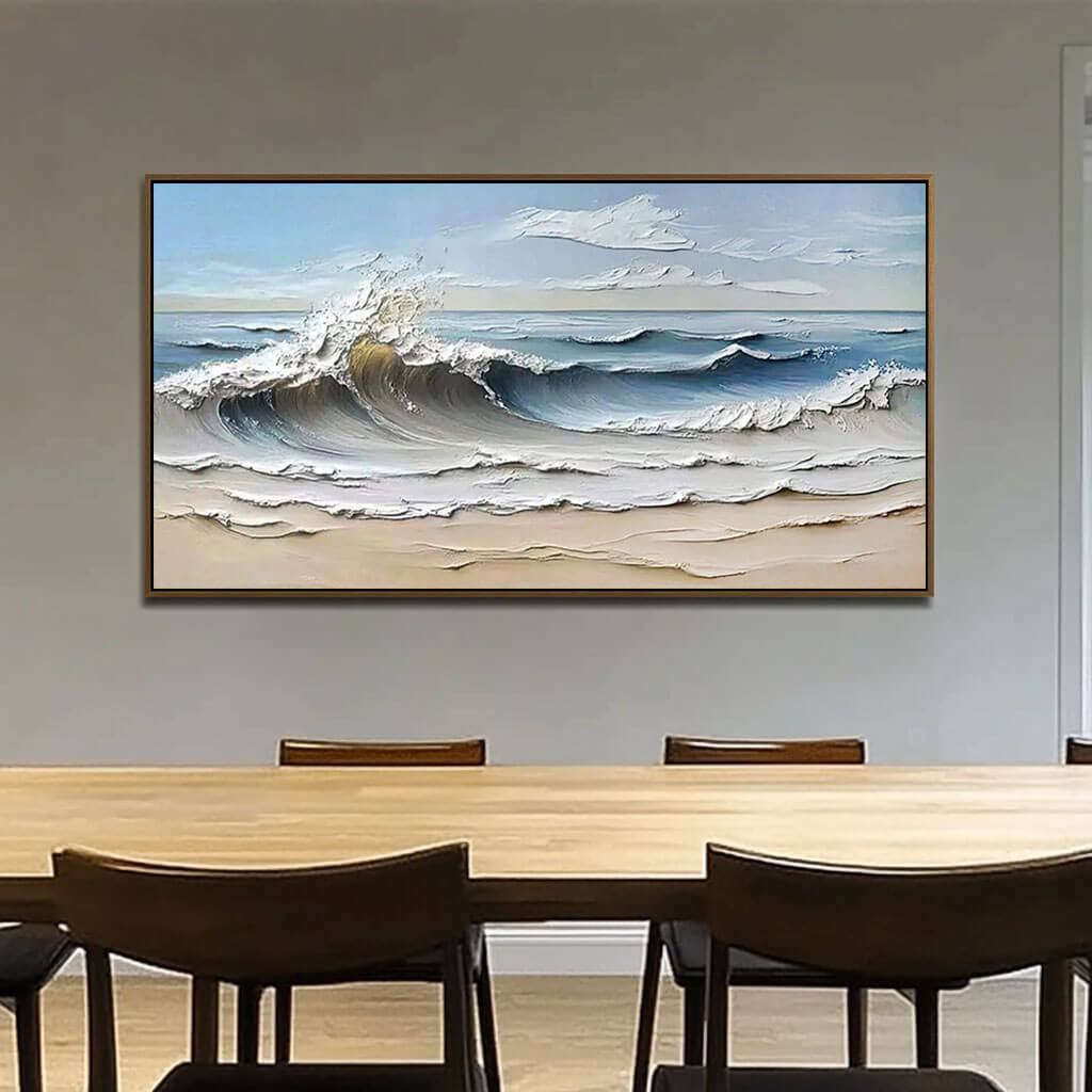 Coastal Breeze | Dynamic Ocean Wave Wall Art for Elegant Interiors - Waves are Coming I - Hues Art Lab