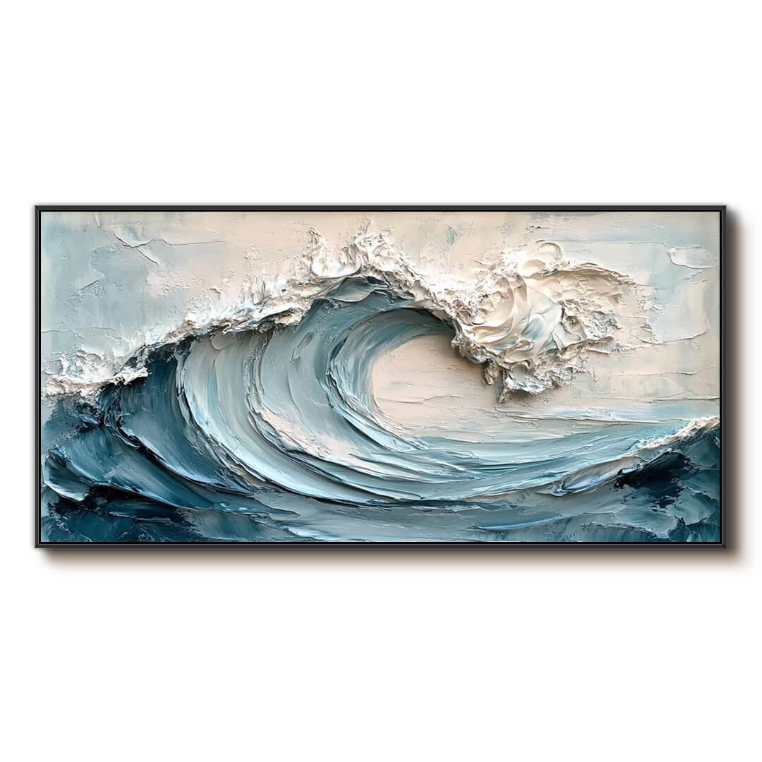 Dynamic Ocean Wave Painting - Textured Abstract Canvas by HuesArtLab - Waves are Coming - Hues Art Lab