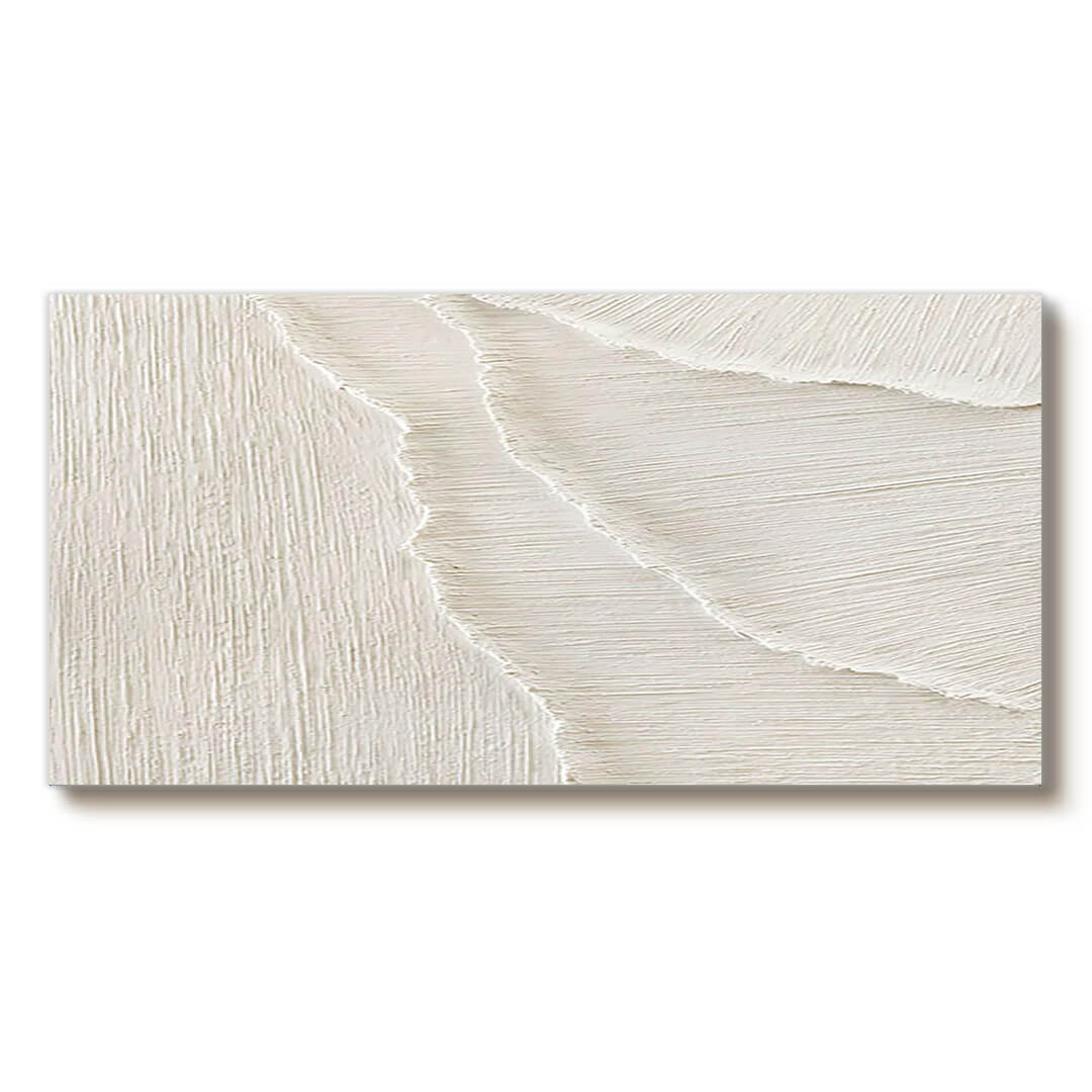 Minimalist White Abstract Canvas with Textured Layers - Modern Wall Art - Waves of Serenity I - Hues Art Lab