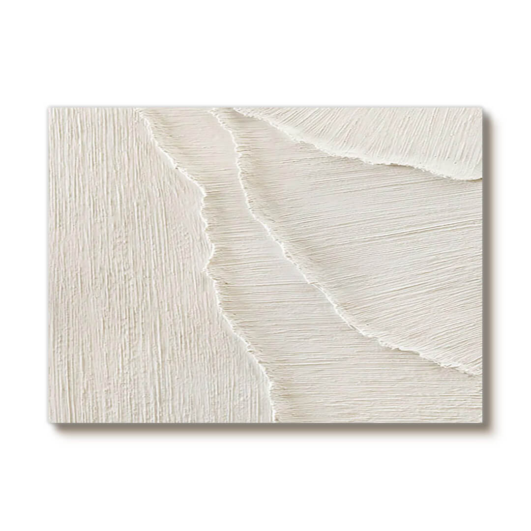 Minimalist Abstract Artwork - White Geometric Texture - Waves of Serenity II - Hues Art Lab