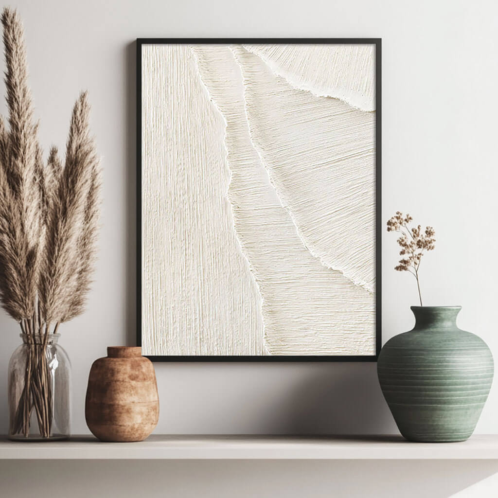 Layered Neutral Tones Textured Canvas Art - Modern Abstract Painting - Waves of Serenity - Hues Art Lab