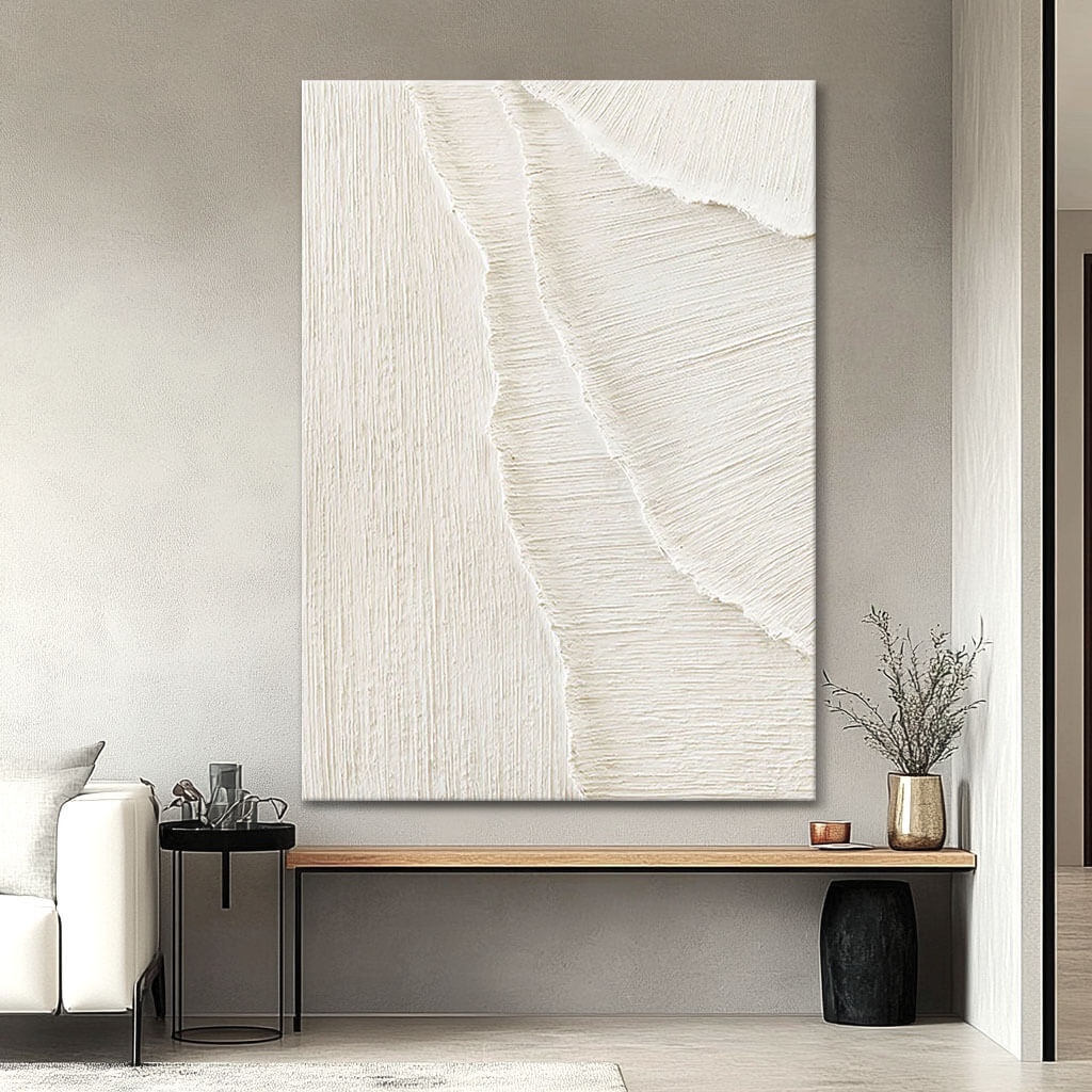 Layered Neutral Tones Textured Canvas Art - Modern Abstract Painting - Waves of Serenity - Hues Art Lab