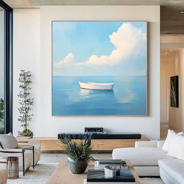 White Boat - Seascape Wall Art Painting