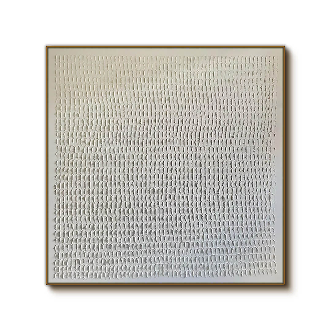 Textured White Canvas | Contemporary Neutral Wabi Sabi Inspired Wall Art - White Noise - Hues Art Lab