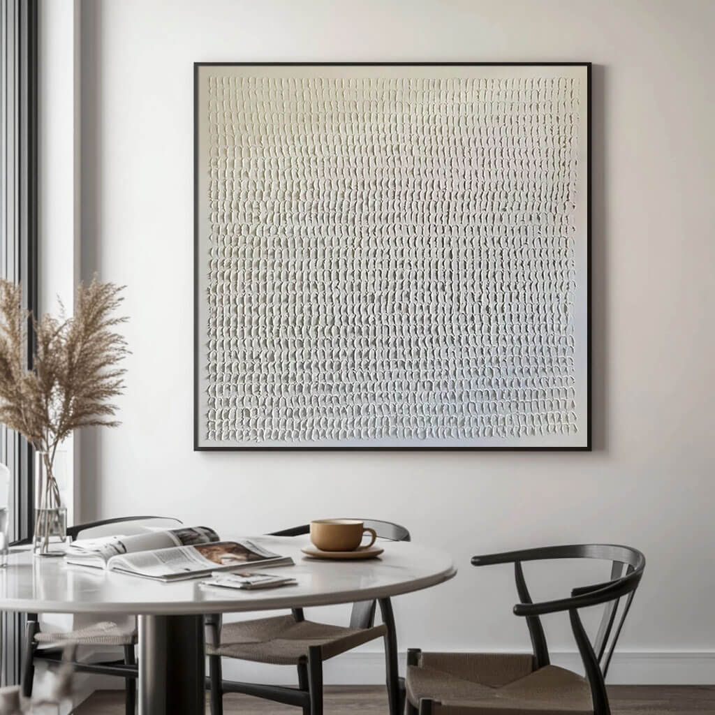 Textured White Canvas | Contemporary Neutral Wabi Sabi Inspired Wall Art - White Noise - Hues Art Lab