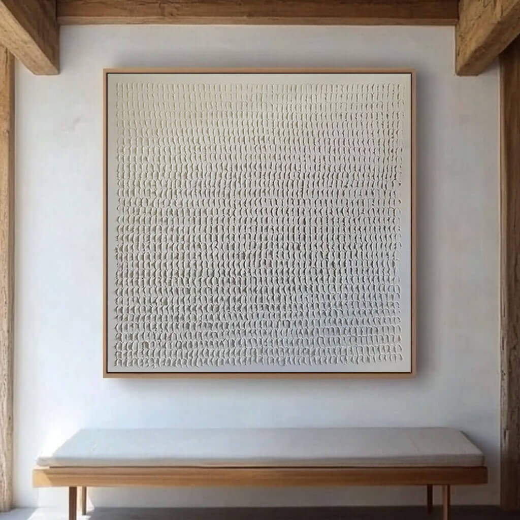 Textured White Canvas | Contemporary Neutral Wabi Sabi Inspired Wall Art - White Noise - Hues Art Lab